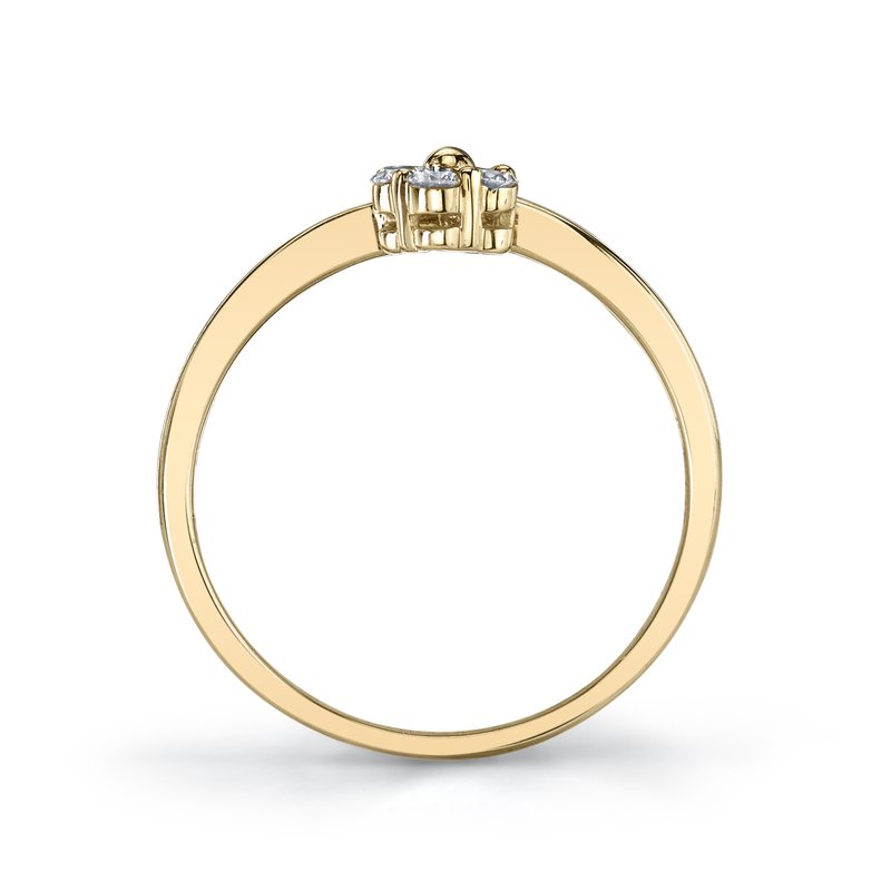 14K Yellow Gold 0.24ct. Diamond Cluster Floral Bypass Fashion Ring