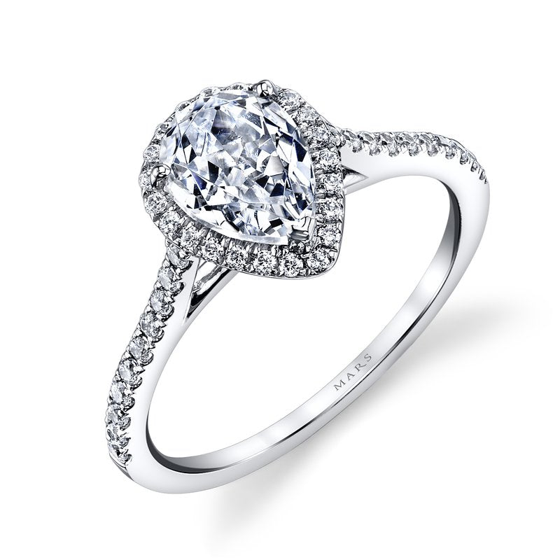 Mars Bridal Classic Pear Shaped Halo Diamond Engagement Ring 25467