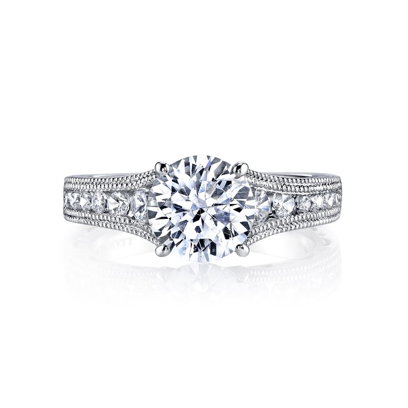 Mars Bridal Vintage Milgrain Detailing &amp; Embellished Profile Channel Set Diamond Engagement Ring 25545
