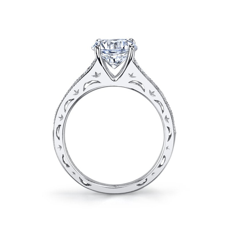 Mars Bridal Vintage Milgrain Detailing & Embellished Profile Channel Set Diamond Engagement Ring 25545