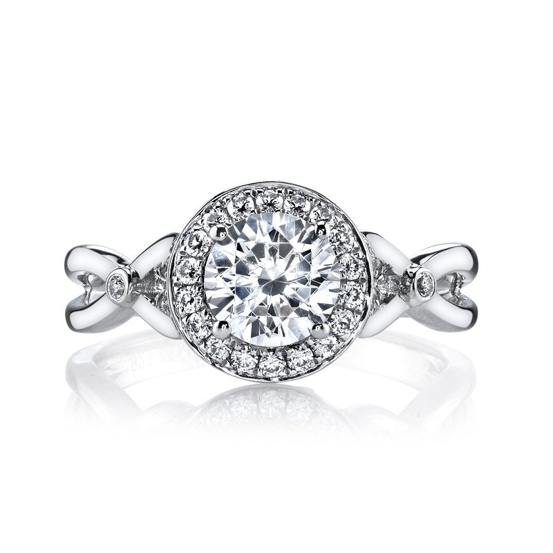 Mars Bridal Signature Round Halo Split Shank Diamond Engagement Ring 25950