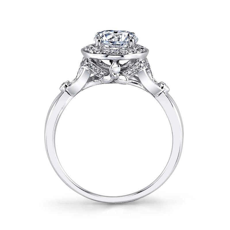Mars Bridal Signature Round Halo Split Shank Diamond Engagement Ring 25950