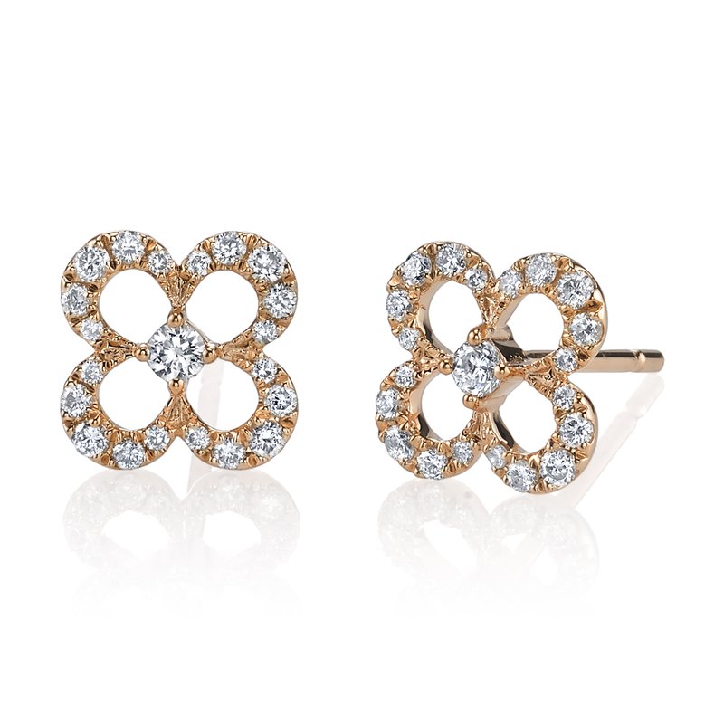 14K Rose Gold 0.28ct. Diamond Floral Accent Stud Earrings