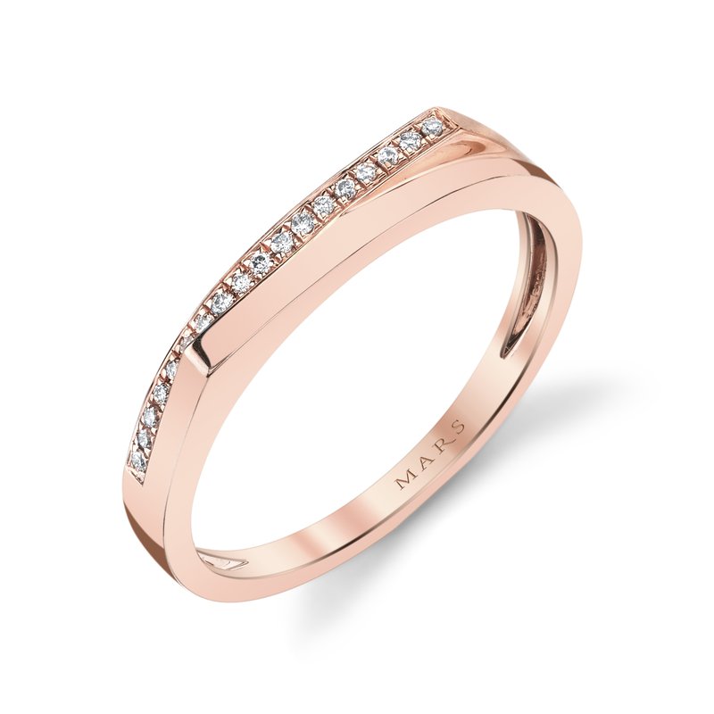 14K Rose Gold 0.05ct. Diamond Contrasting Flat Top Fashion Ring