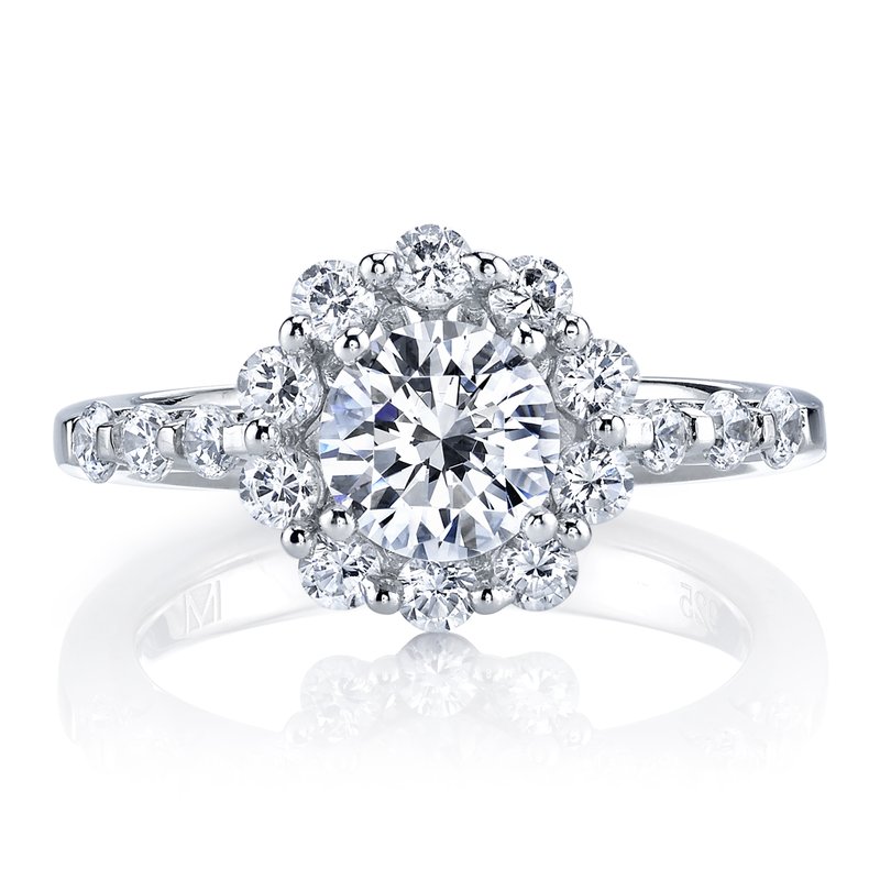 Mars Bridal Single Prong Round Halo Diamond Engagement Ring 25593