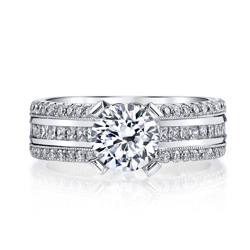 Mars Bridal Timeless Triple Row w/ European Shank Diamond Engagement Ring R281