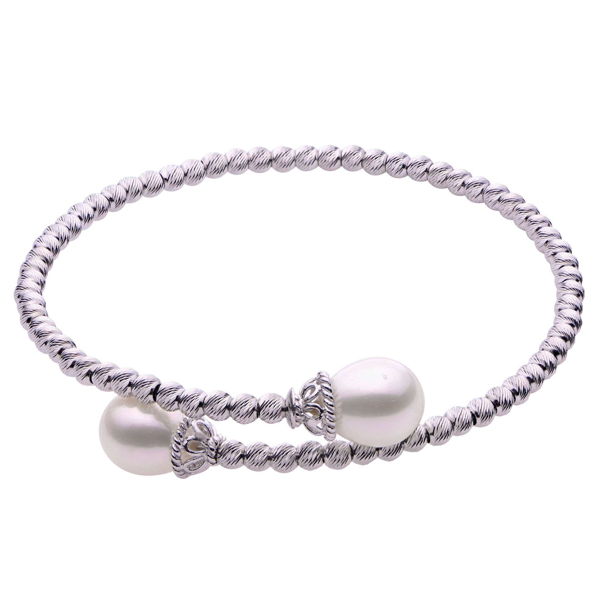 Sterling Silver Freshwater Pearl Brilliance Bead Cuff Bracelet