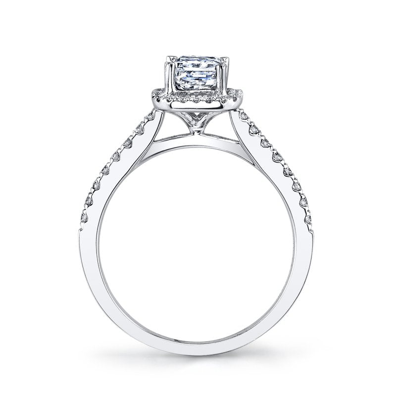 Mars Bridal Classic Emerald Shaped Halo Diamond Engagement Ring 26500