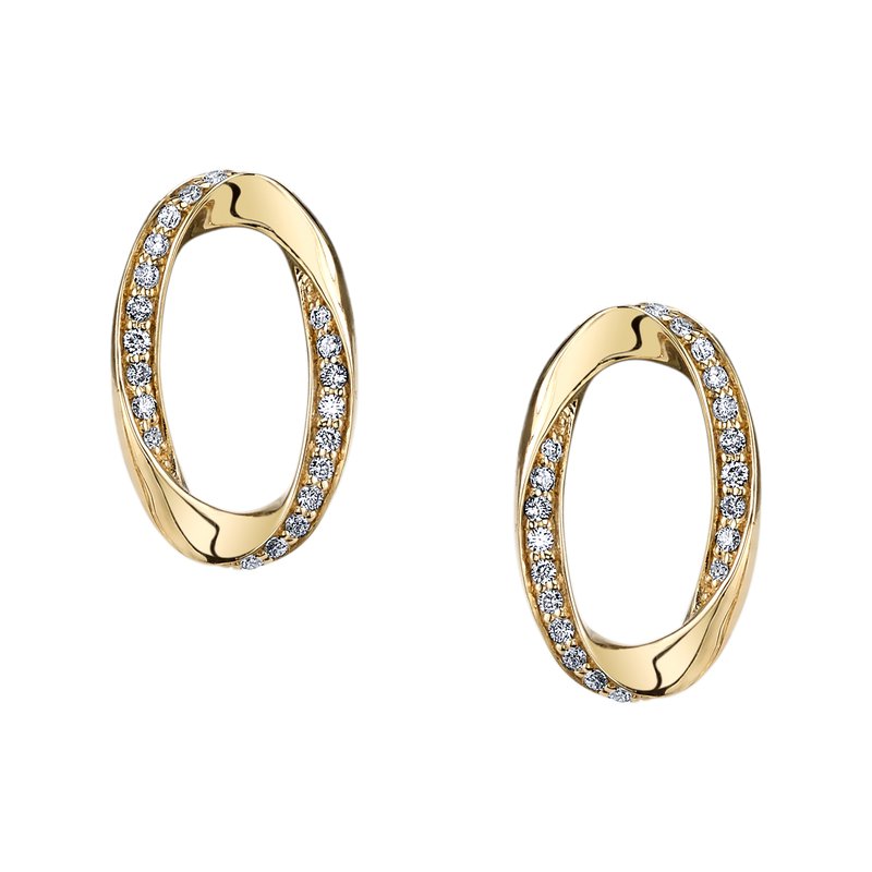 14K Yellow Gold 0.20ct. Diamond Twist Contrasting Stud Earrings