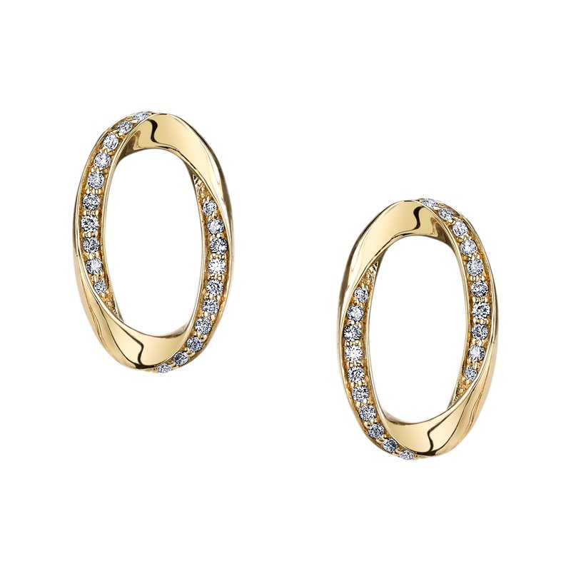 14K Yellow Gold 0.20ct. Diamond Twist Contrasting Stud Earrings
