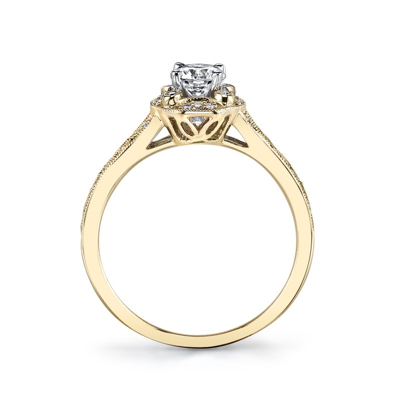 Mars Bridal Signature Round Halo w/ Milgrain &amp; Filigree Detailing Diamond Engagement Ring 25850