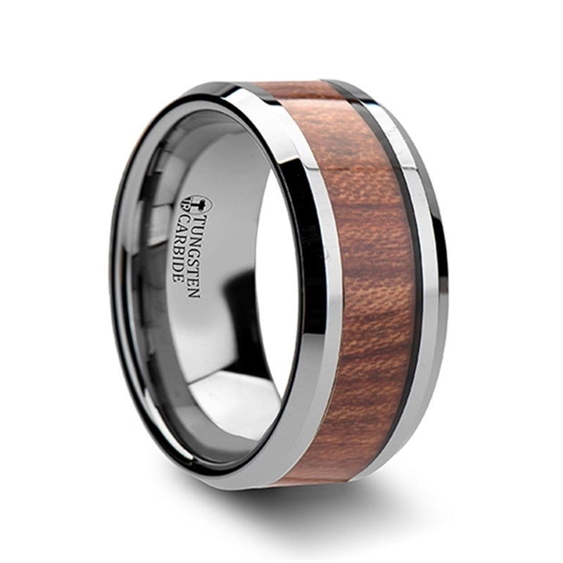 Thorsten Kodiak Beveled Tungsten Carbide Ring with Rosewood Inlay (6-10mm) W122-RWIT