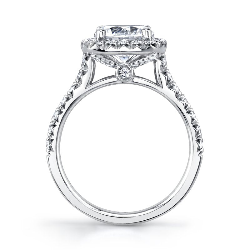 Mars Bridal Cushion Halo Round Center w/ Accent Detailing Diamond Engagement Ring 25574