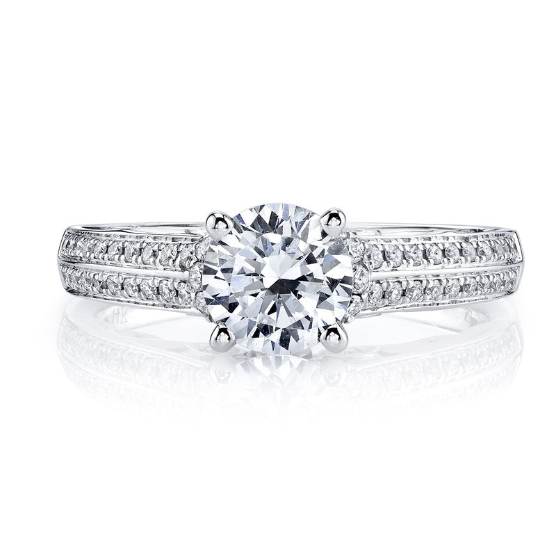 Mars Bridal Signature Double Row w/ Petal Accents & Intricate Profile Diamond Engagement Ring 25868
