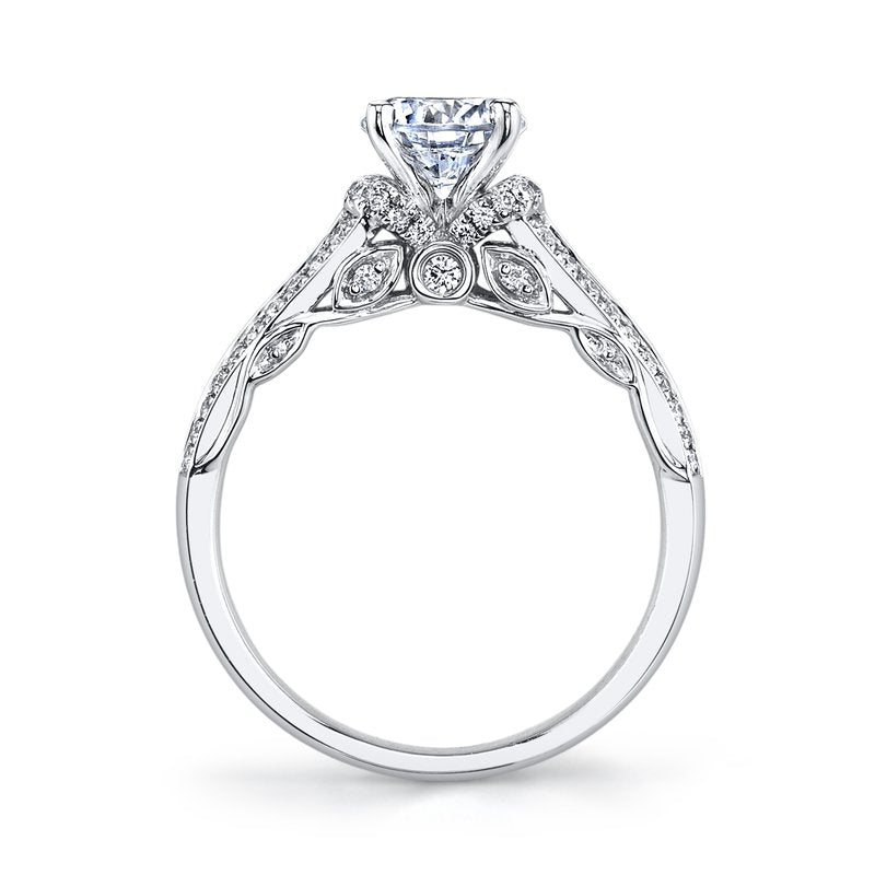 Mars Bridal Signature Double Row w/ Petal Accents &amp; Intricate Profile Diamond Engagement Ring 25868