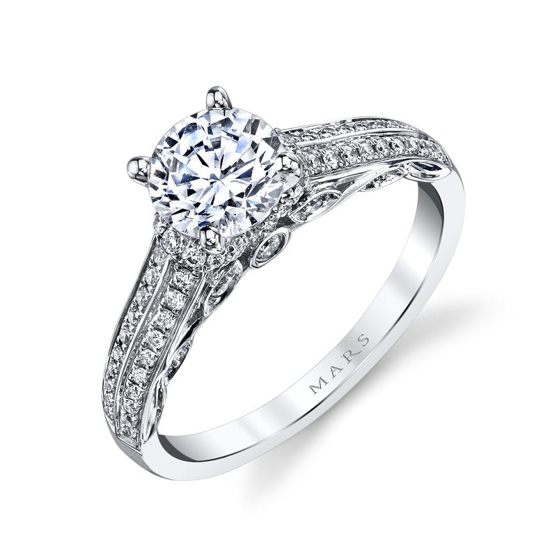 Mars Bridal Signature Double Row w/ Petal Accents & Intricate Profile Diamond Engagement Ring 25868