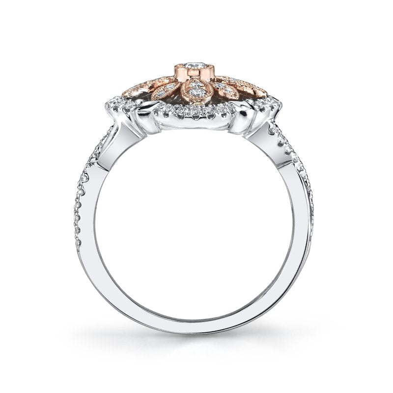 14K Two-Tone Gold 0.50ct. Diamond Detailed Filigree Fashion Ring