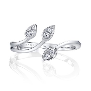 14K White Gold 0.10ct. Diamond Petal Motif Fashion Ring