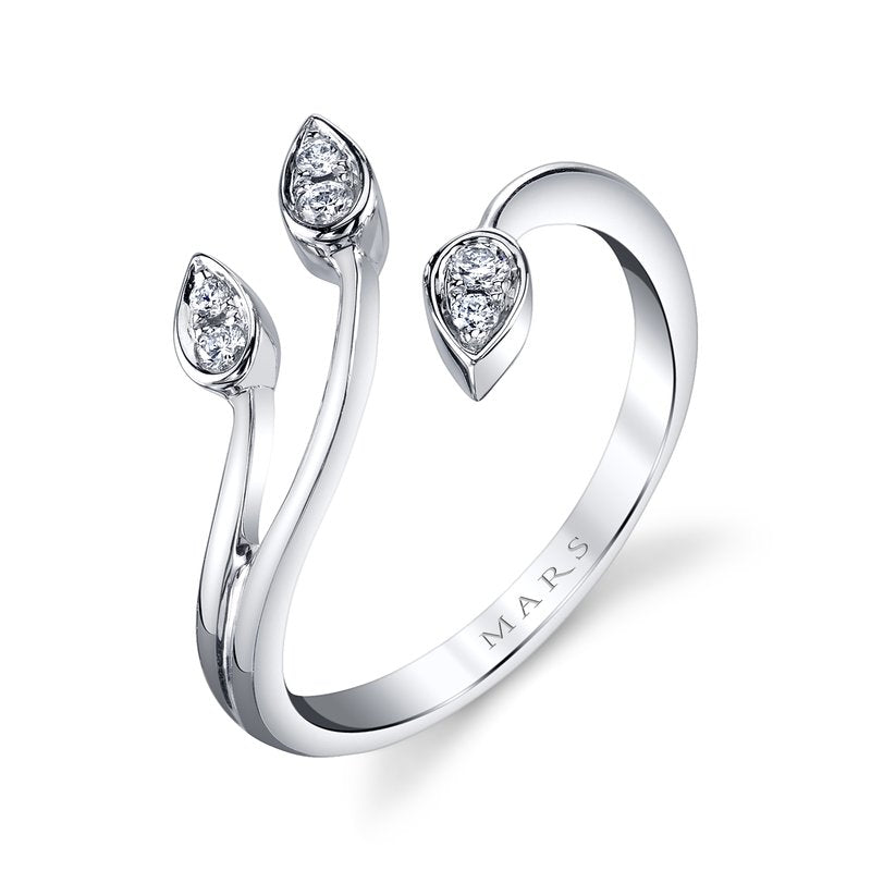14K White Gold 0.10ct. Diamond Petal Motif Fashion Ring
