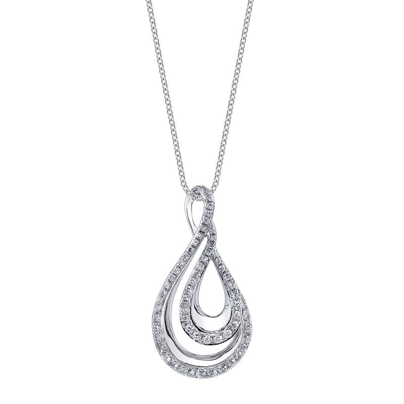 14K White Gold 0.47ct. Swirling Diamond Fashion Necklace