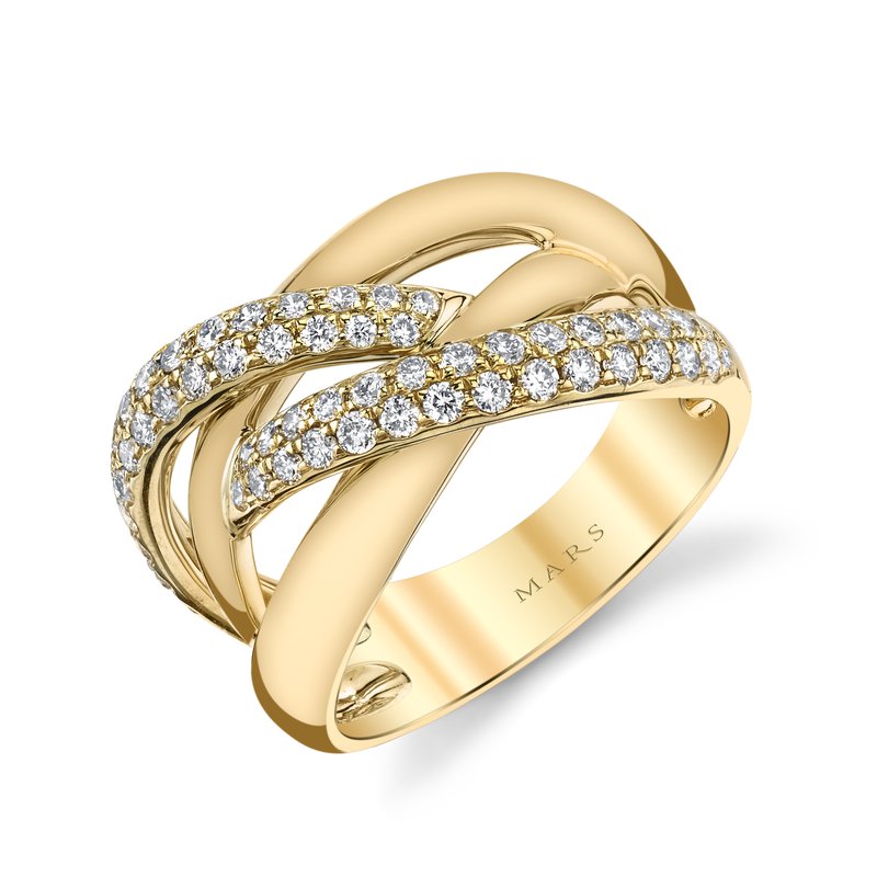 14K Yellow Gold 0.73ct. Twisted Diamond Multi Band Fashion Ring