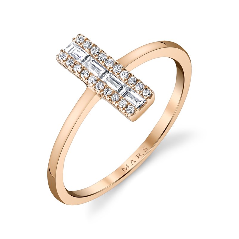 14K Rose Gold 0.25ct. Baguette Diamond Accent Fashion Ring