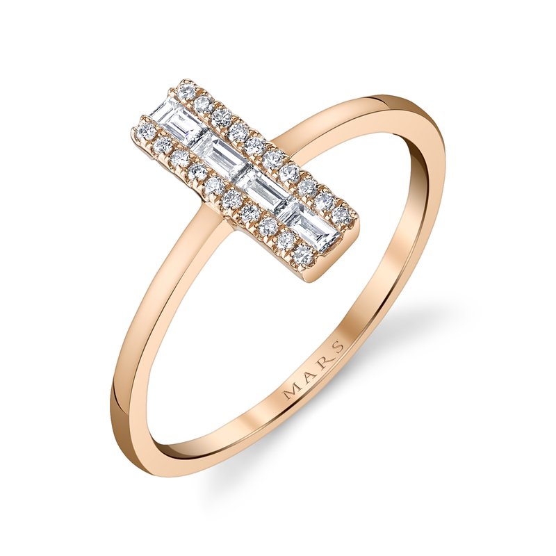 14K Rose Gold 0.25ct. Baguette Diamond Accent Fashion Ring