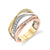 14K Tri-Tone Gold 0.18ct. Diamond Multi Band Contrasting Fashion Ring