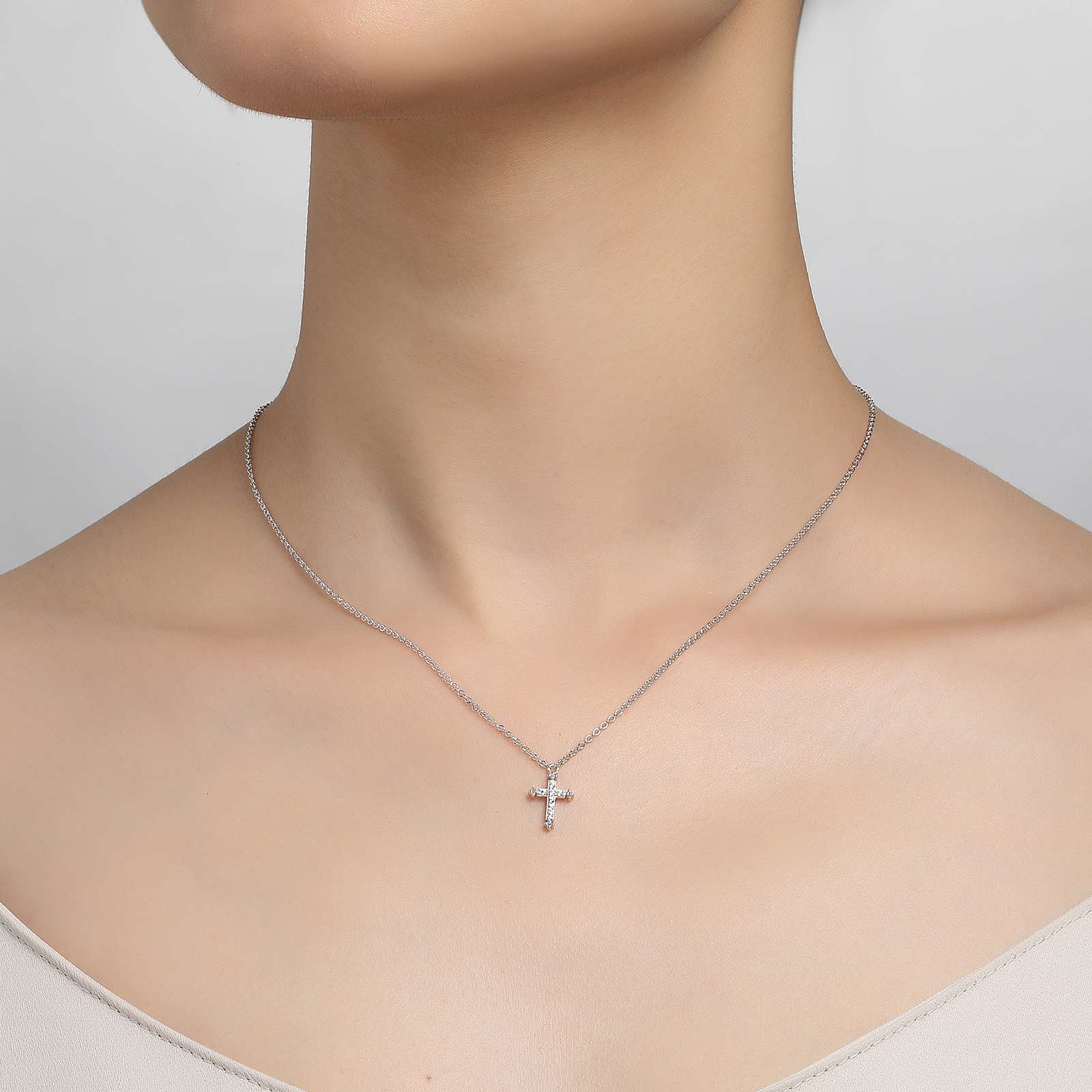 Lafonn Simulated Diamond 0.07ct Cross Necklace 9N023CLP