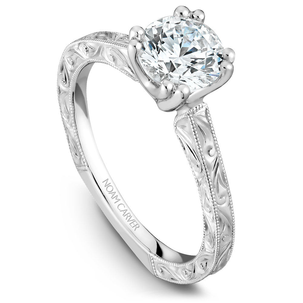 Noam Carver Hand Engraved Solitaire Engagement Ring B001-02EA