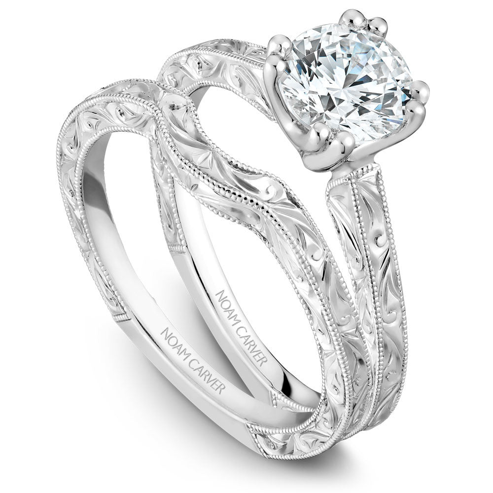 Noam Carver Hand Engraved Solitaire Engagement Ring B001-02EA