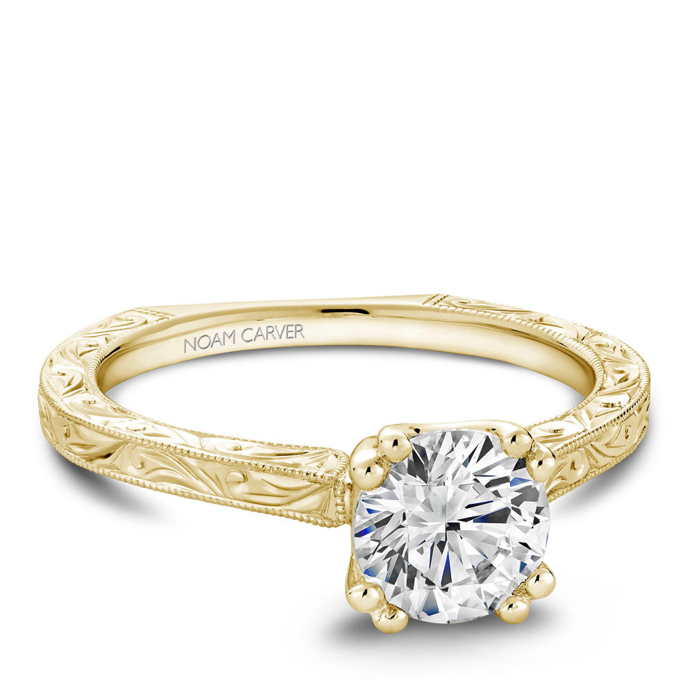 Noam Carver Hand Engraved Solitaire Engagement Ring B001-02EA