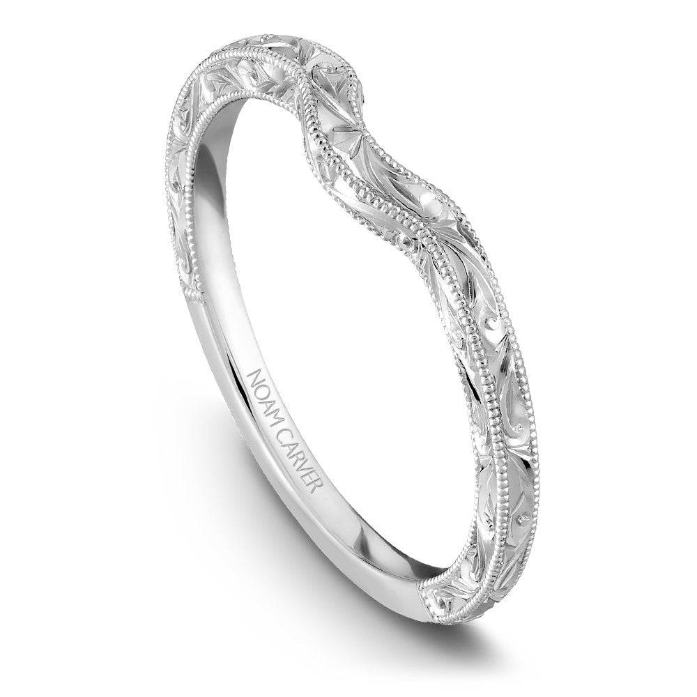 Noam Carver Hand Engraved Solitaire Wedding Band B004-02EB