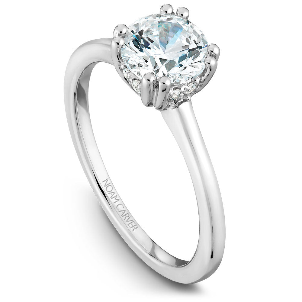 Noam Carver Solitaire Engagament Ring with Diamond Peek-A-Boo Halo B004-04A