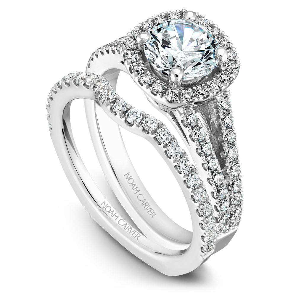 Noam Carver Split Shank Diamond Halo Engagement Ring B015-01A