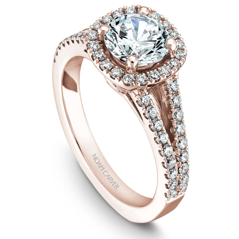 Noam Carver Split Shank Diamond Halo Engagement Ring B015-01A