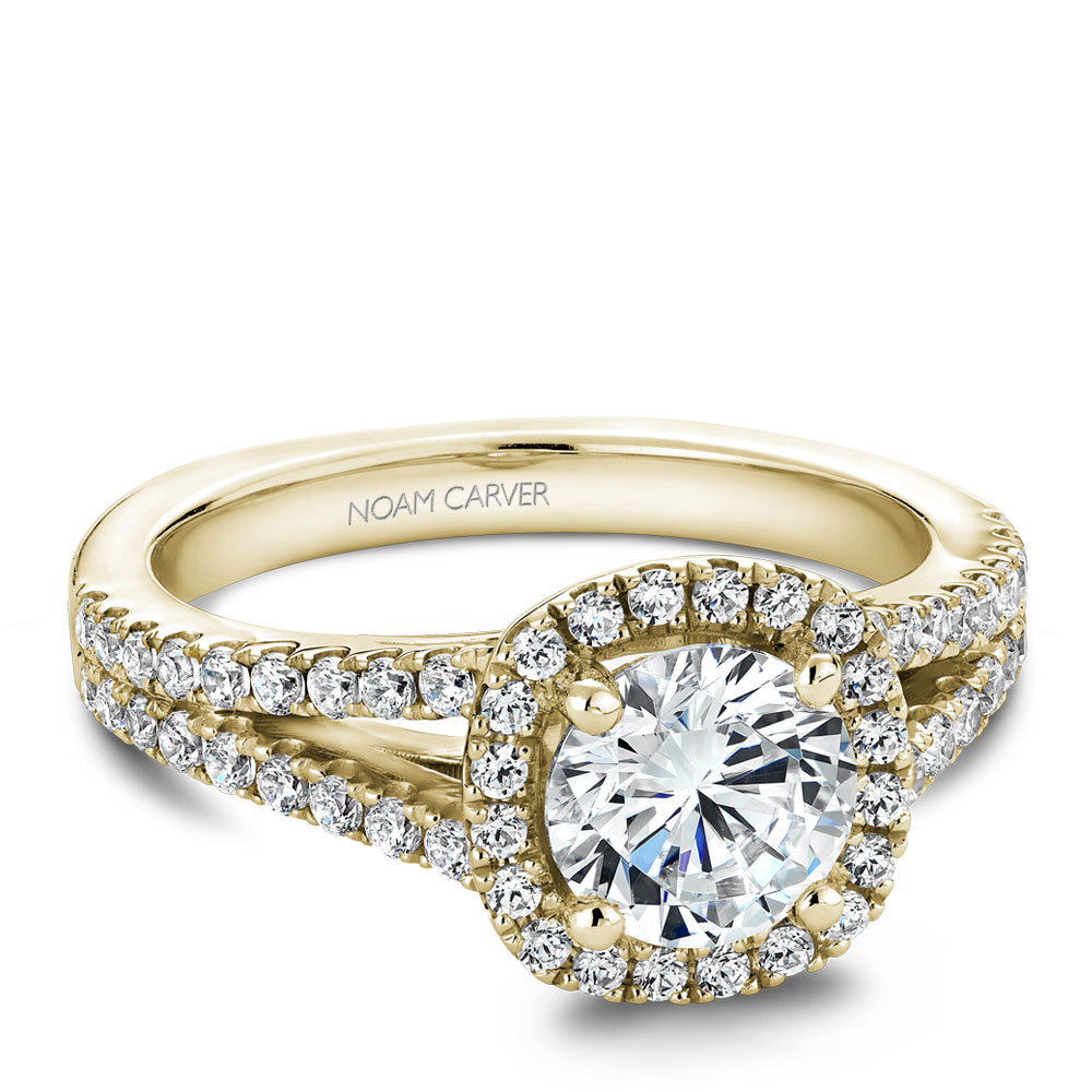 Noam Carver Split Shank Diamond Halo Engagement Ring B015-01A