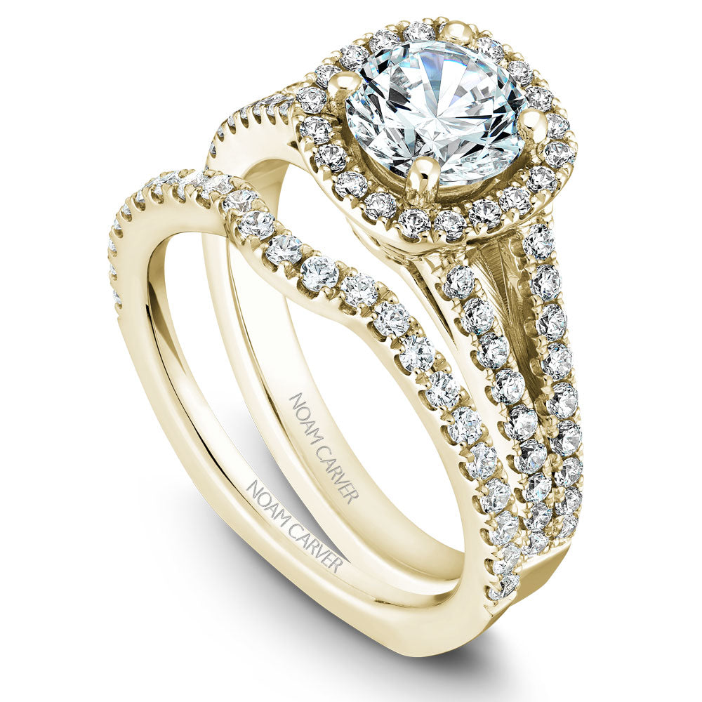 Noam Carver Split Shank Diamond Halo Engagement Ring B015-01A