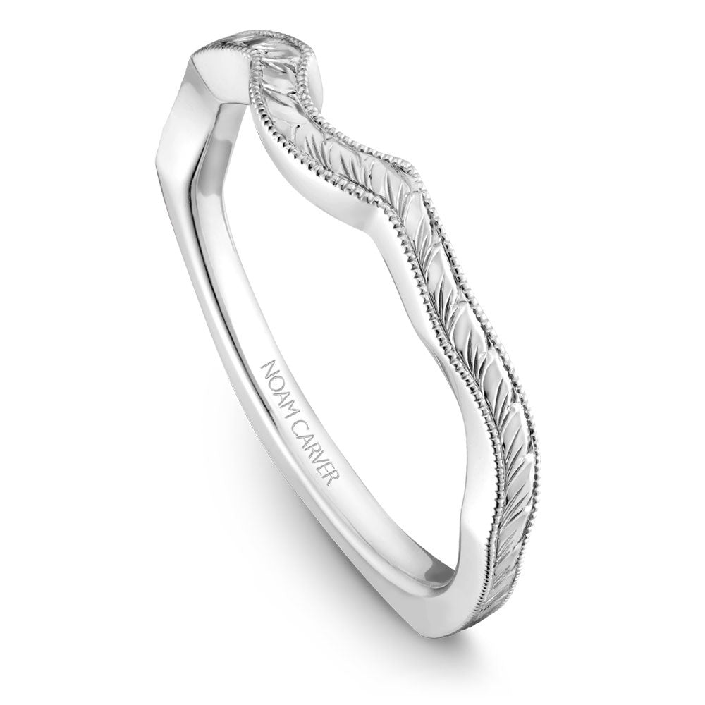 Noam Carver Hand Engraved Solitaire Wedding Band B020-04EB