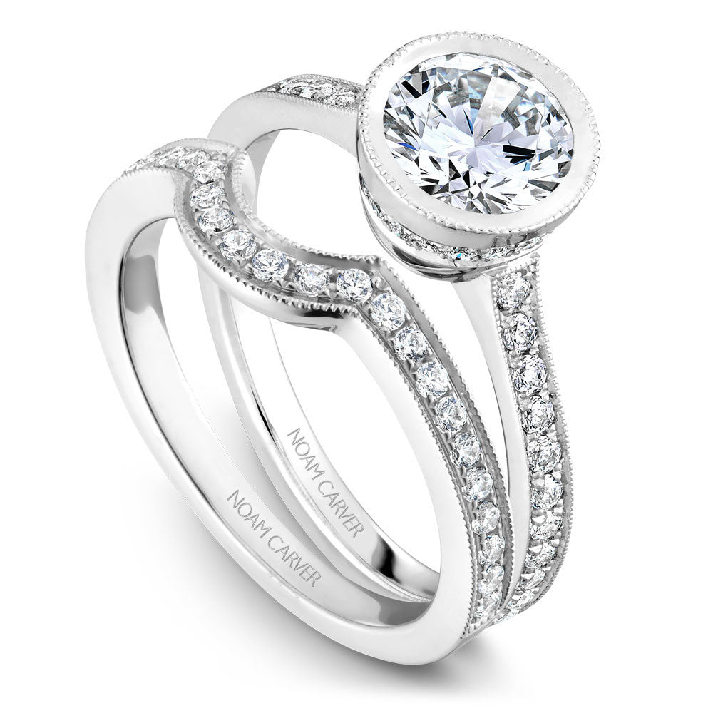 Noam Carver Micro Pavé with Bezel Diamond Top Engagement Ring B025-02A
