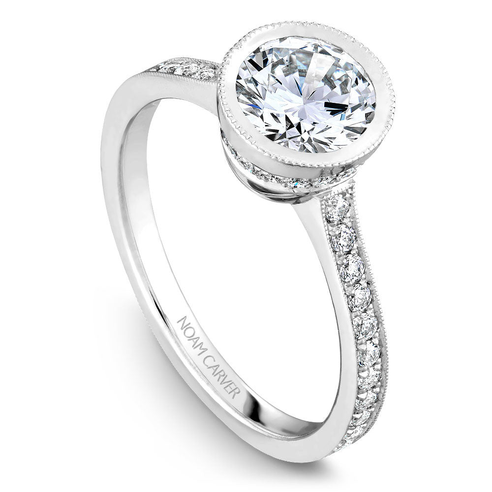 Noam Carver Micro Pavé with Bezel Diamond Top Engagement Ring B025-02A