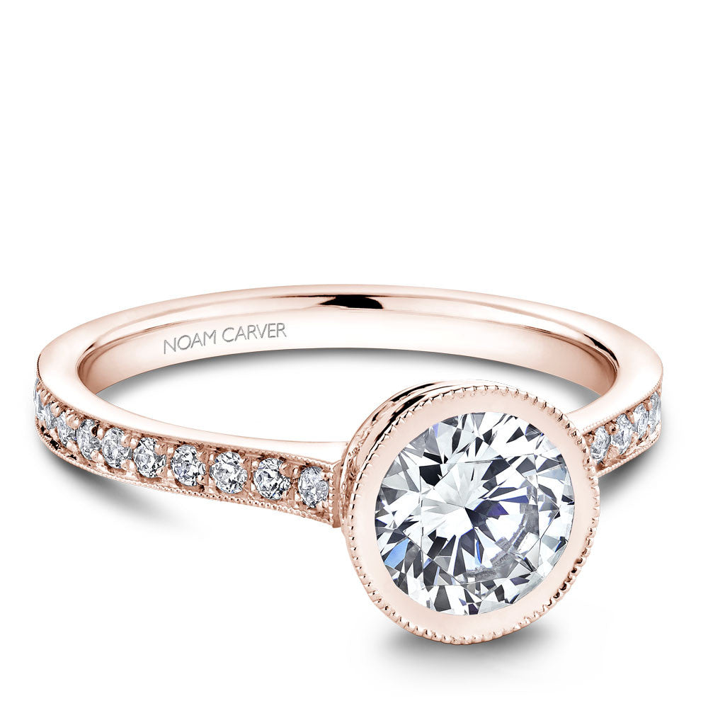 Noam Carver Micro Pavé with Bezel Diamond Top Engagement Ring B025-02A