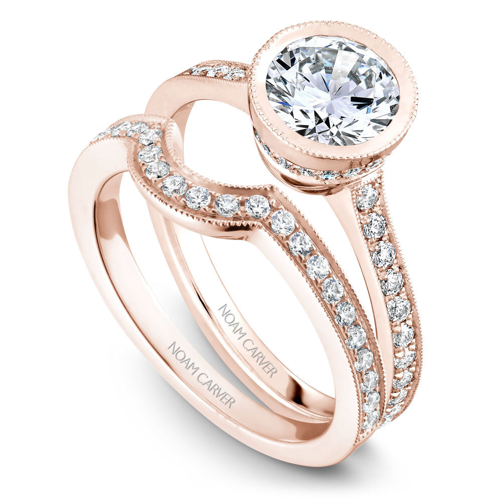 Noam Carver Micro Pavé with Bezel Diamond Top Engagement Ring B025-02A