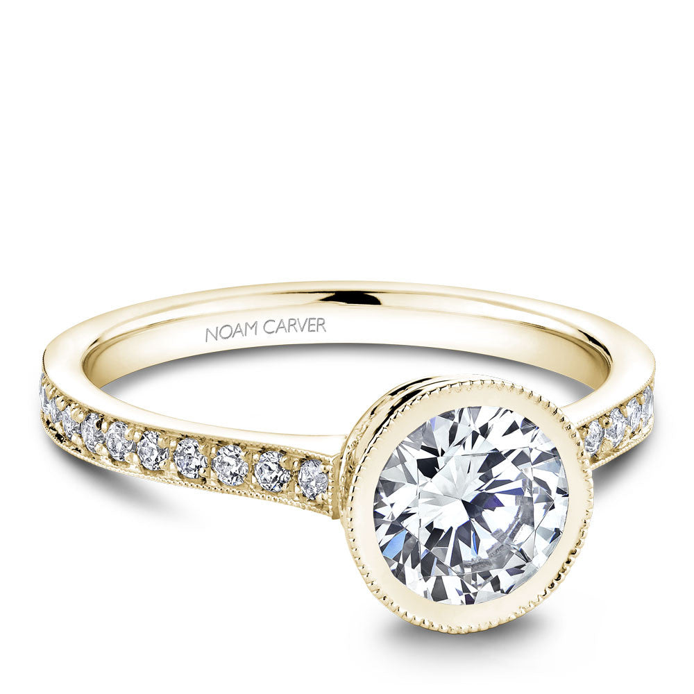Noam Carver Micro Pavé with Bezel Diamond Top Engagement Ring B025-02A