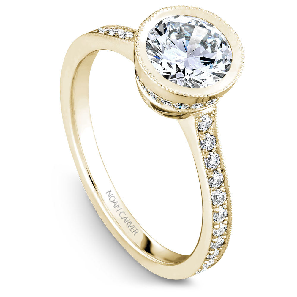 Noam Carver Micro Pavé with Bezel Diamond Top Engagement Ring B025-02A