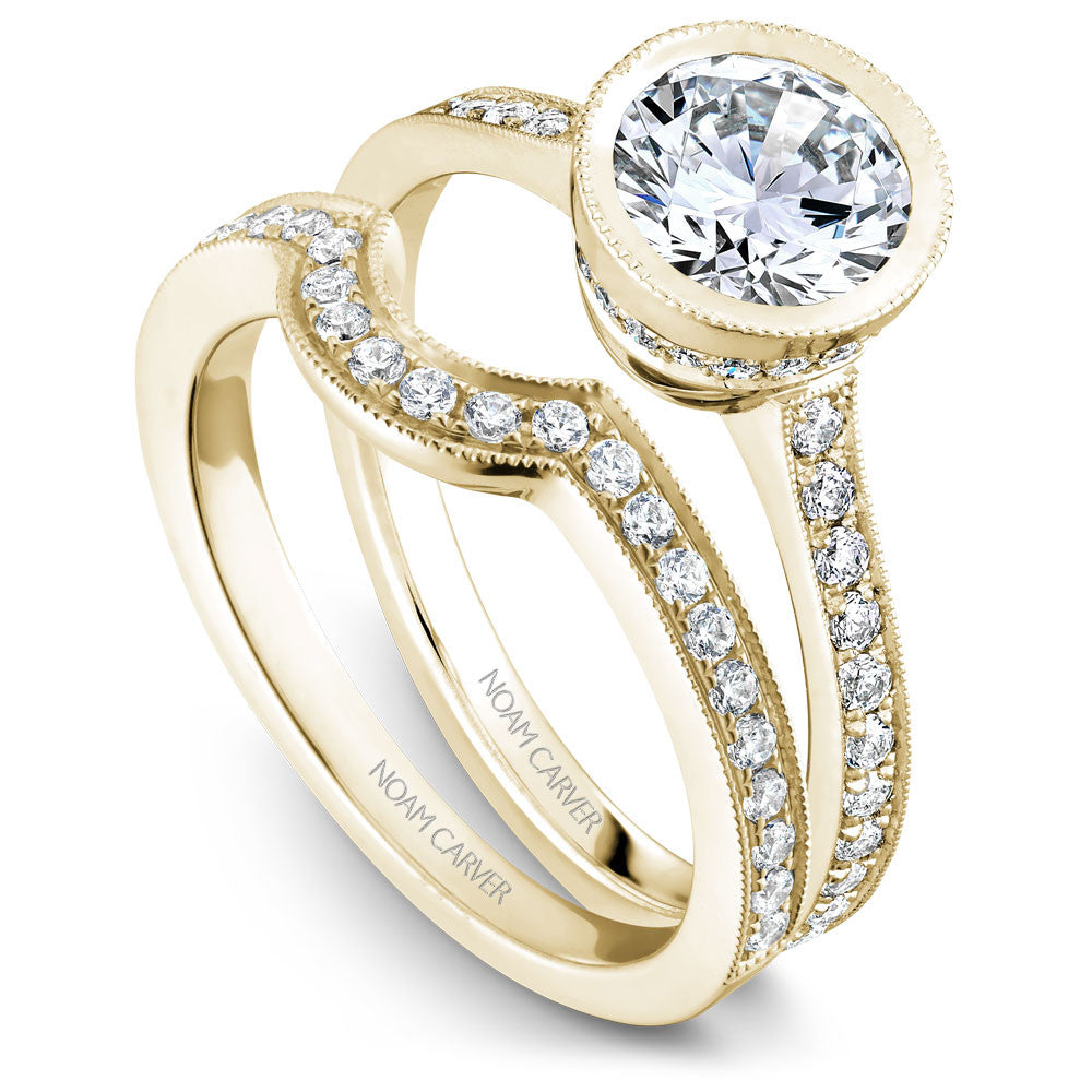 Noam Carver Micro Pavé with Bezel Diamond Top Engagement Ring B025-02A