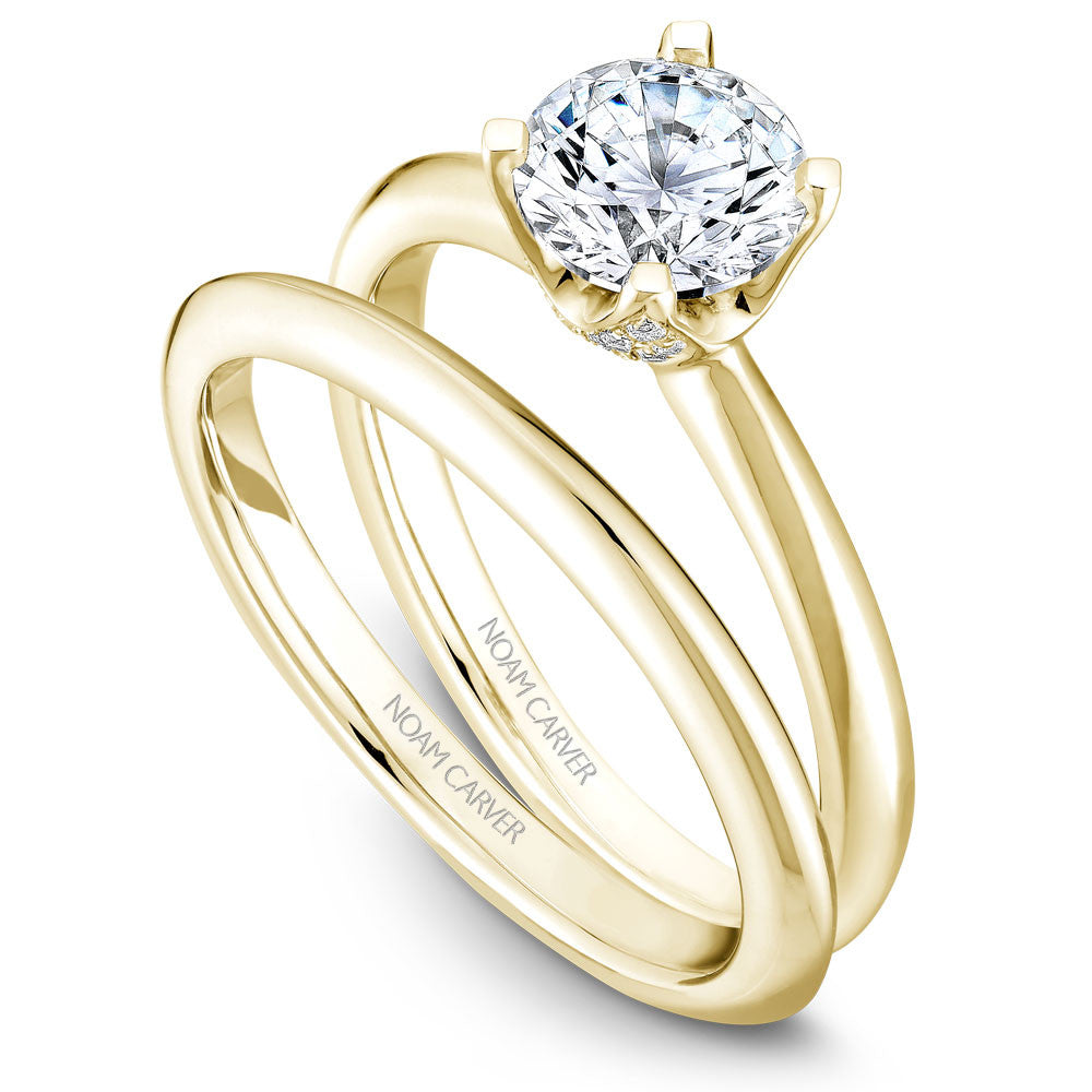 Noam Carver Solitaire with Diamond Detail Setting Engagement Ring B027-03A