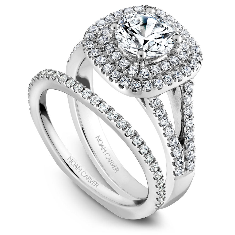 Noam Carver Split Shank Double Halo Diamond Engagement Ring B035-01A