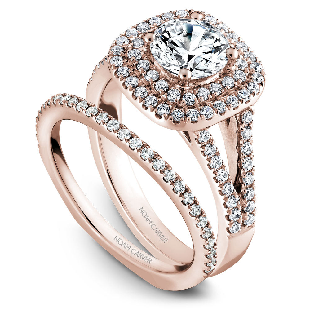 Noam Carver Split Shank Double Halo Diamond Engagement Ring B035-01A