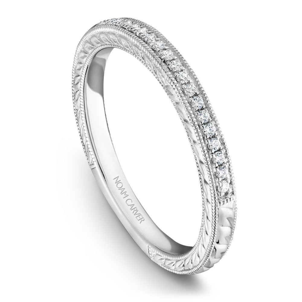 Noam Carver Hand Engraved Diamond Wedding Band B051-01B